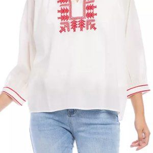 Karen Kane Women's 3/4 Sleeve Embroidered Top Medium NWT